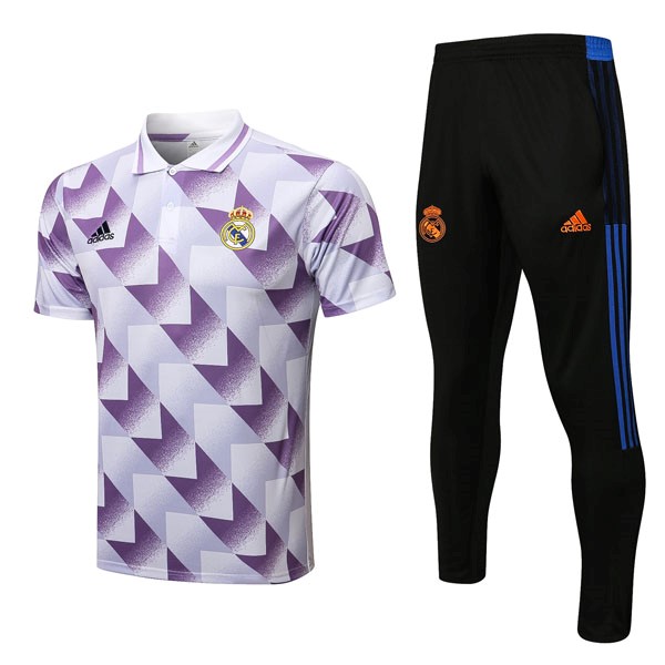 Polo Real Madrid Conjunto Completo 2022-2023 Blanco Purpura